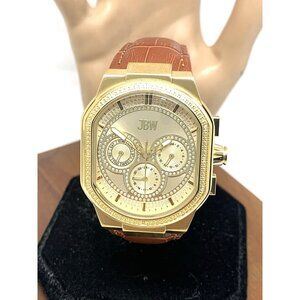 JBW Men's Watch J6408B Orion Quartz Diamond Accent Gold Dial Brown Leather Strap